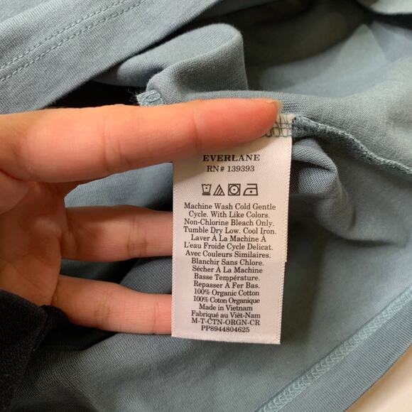 Everlane Shirt Mens L Large Slate Organic Cotton Short Sleeve V Neck Crew Tee - Picture 5 of 8